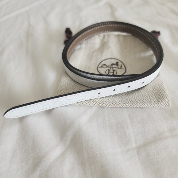 Hermes 13mm belt double sides in white and light brown
